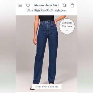 Abercrombie & Fitch The 90s Straight Ultra High Rise size 28/6 Long